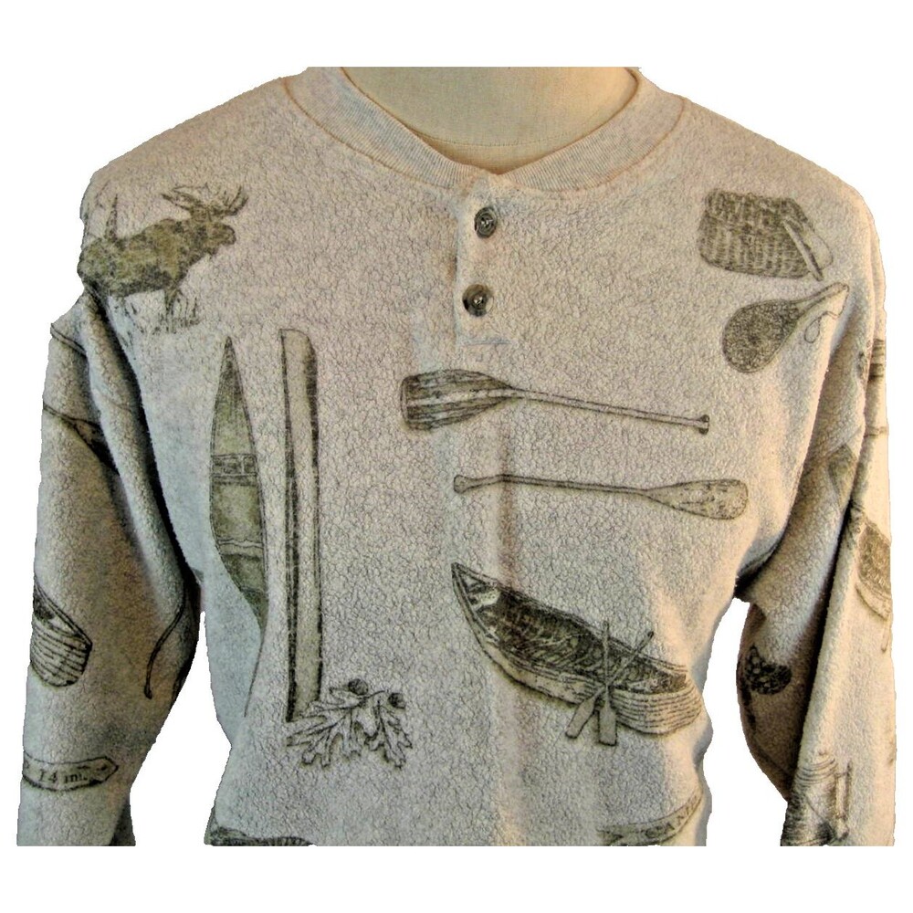 Womens Artisans Gray Cotton Blend Henlley Style Pullover Sweatshirt sz L